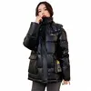 2023 Fi Espesar Abrigo de invierno Mujeres Chaquetas acolchadas brillantes Parka Abrigo suelto No-W con capucha Estudiante Abrigos cortos cálidos P42D #