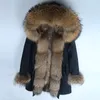 2022 Hommes Lg épais Parka surdimensionné col de fourrure de racco manteau de fourrure véritable doublure de fourrure de racco naturelle m neige vêtements d'extérieur veste d'hiver b7w2 #