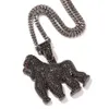 Ожерелья с подвесками в стиле хип-хоп, CZ, выложенные камнями, Bling Iced Out, подвески с животными гориллы для мужчин, ювелирные изделия в стиле рэп, черное золото, серебро ColorPend277v