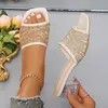 Kaptuki Square Head Slipper Kobiety Summer Mash Mase Chunky Lace Sandals Oddychający swobodny poślizg plus size dla kobiet zapatos