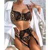 Koltailace Leopard Lingerie Sexy Lace Patchwork Balcette Bh Kit Push Up 3-Piece Bilizna Set Sensual Briefs Seaml Underwear R4CA#