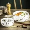 ミニチュア1PCS模倣大理石セラミックラーメンボウルホームキッチンレストランマイクロ波食器ラウンドディナーヌードルスープボウルノルディックスタイル