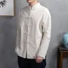 男性の中国スタイルのシャツTraditial Kung Fu Tai Chi Cott and Linen Tangスーツのユニフォームシャツとブラウスジャケット服Y1vt＃