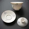 Teaware Sets Hand-painted Orchid Cover Bowl Teacup Single Three-only Tea Fair Cup Glass Combination Set Not