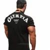 Gym OLYMPIA Cott Shirt Sport T-shirt Männer Kurzarm Laufshirt Männer Workout Training Tees Fitn Lose große größe M-XXXL Y8bk #