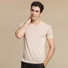 quality 100% Mulberry Silk Knitted Men's Short Sleeve Round Neck T-Shirts Tee Top plus size HY006 Z50P#