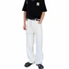 High Street Fi proste rozryte dżinsy dla mężczyzn Czarne białe workowate spodnie męskie szerokie legalne spodnie Z9um#