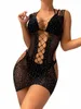 Rhineste Cover Up Sexy Dr Teddy bielizna z ramion Fishnet Bodysuit Suspirt spódnica i4vz#