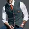 Abito da uomo vintage scozzese Gilet di lana Casual Slim Fit Gilet formale Busin Vest per Groomsmen Wedding Chaleco Hombre i1E4 #