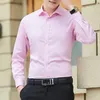 camicia da uomo Busin Dr tinta unita manica Lg camicia bianca casual marca maschile taglia grande lavoro classico OL Top D9Iw #