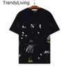 Nouveau 24SS Mens Designer T-shirt Casual Femmes Encre Peinte Splash Graffiti Lettres Lâche À Manches Courtes Col Rond Vêtements Femmes Hommes Lavins Tshirt