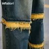 inflatie Wed Distred Fringe Jeans Heren Gescheurde denimbroek met rechte pijpen t0Cx#