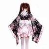 Japonais Kimo Sakura Imprimé Lolita Rose Courte Sexy Jupe En Couches Maid Cosplay Costume Halen Fantaisie Dr pour Les Femmes c7mL #