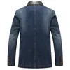 Plus Size Herenjassen Denim Uitloper Lente Herfst Mannen Kleding Mannelijke Blazers Pakken Jeans Patchwork Leer Slim Fit Jas MY190 78JB #