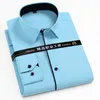 Nytt i skjorta plus storlek LG-ärmskjortor för män solid smal passform formell skjorta 40%Cott Office Tops Big Size Busin Clothes G2PD#