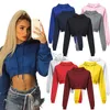 Women's Hoodies Sweatshirts Womens brand solid color short hooded Sweatshirt spring autumn winter cotton pullover navel exposed sweater (S-2XL) 24328