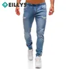 2022 Hommes Skinny Ripped Jeans Fi Blue Jean Pantalon Homme Slim Fit Casual Denim Crayon Pantalon Mâle Cordon Pantalon de jogging V97e #