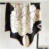 Foulards Square 90x90cm Lettres de créateurs simples Imprimer Rose Floral Soie Foulard Bandeau pour femmes Mode Poignée Sac Paris Shoder Fourre-tout La Otogf