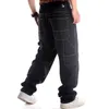 Mens Straight Loose Fit Jeans Hip-Hop Skateboard Casual Street Dance Hip Hop Jeans Denim Pantaloni Grandi tasche Ricamo Plus Size G3me #