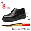 Skor varumärke äkta läder sneakers män hiss skor plattform klackar 8 cm 10 cm höjd ökar höjande skor man klänningskor