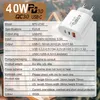 40W 3A 3 포트 휴대폰 충전기 듀얼 PD 유형 C 벽 충전기 삼성 S20 S22 Utral HTC Xiaomi Huawei 용 빠른 충전 전력 어댑터