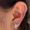 Stud Earrings Fashion 925 Silver Needle Metal Love Heart For Women Color Rhinestones Sweet Cool Girl Jewelry