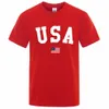 USA Flag Street Persality Lettre Hommes Femmes T-shirts Cott surdimensionné à manches courtes T-shirt ample respirant surdimensionné Tops W5El #