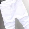 Street Fi Men Jeans White Elastic Stretch Skinny Ripped Jeans Men Skull Designer Zipper Patched Hip Hop Punk Pants HOMBRE K65K#
