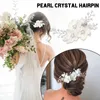 Cabelos de cabelo de cabelo branco Chea de cabelo elegante estilo floral Acessórios chineses de cabelo chineses hanfu cocar clipe nós u0k2