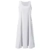 Casual Dresses Dress for Women 2024 Fashion Solid Cotton Sleeveless With Pocket Loose Tank Maxi Teen Formal Long Long