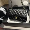 cosmetic bag designer channelies 2024 Leather Versatile CF Caviar Sheep Light Luxury Leather Wind Lingge Crossbody Bag Single Shoulder Chain Bag