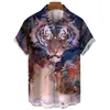 animale 3d stampa tigre camicia hawaiana uomo feroce bestia modello maniche corte casual cool camicie oversize street top camicetta 02sd #