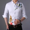 Mann Fi Digital Priting Dres Koreanischer Stil Männliche Blumenhemden Lg Sleeve Freizeit Frs Kleidung Freies Schiff 21bp #