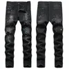 Pantalon noir grande taille persalité pantalons à la mode européenne et américaine régulière versi trou jeans denim nouveau pantalon élastique h9Td #