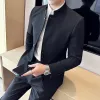 2024 Novo Blazer + Calças Boutique Masculino Fi Gentleman Standing Collar Butt Decorati Noivo Casamento Dr Busin Terno r4qx #