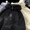 FI FAKE Tvådelar Thicken Hooded Turtleneck tröja män 2024 Ny Brand American Hip-Hop Retro Oversize Half Zipper Jacket B3se#