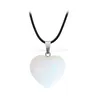 Nature Stone Heart Choker Necklace Gemstone Agate Charm Pendent Necklace with Leather Chain for Women Ladies Jewelry Gift Wholesale Price