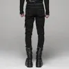 Punk Rave Men's Punk Black Elastic W LG Pants Gothic Fi Casual Motocycle Party Club Trousers Men Streetwear X1VN#