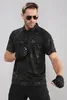 メンズ戦術的なミリタリーポロシャツ夏のアーミーフォースカモフラージュシャツマンのための通気性ポケット半袖S3XL 240320