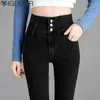 Hoge Taille Jeans Vrouwelijke Winter 2024 Skinny Stretch Potlood Jeans Vrouwen Cargo Broek Streetwear Denim Broek Y2k Vrouwen Kleding Z15A #