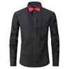 новый мужской смокинг Busin Social рубашка с рукавами Lg классический французский приклад сплошной цвет плюс размер, включая запонки и галстук-бабочку r4b7#