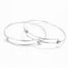 Bangle 2pcs Stainless Steel Adjustable Wire Charm Bracelet 58 63mm For DIY Jewelry Bracelets Making Findings255D