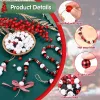 Crafts 80Pcs/Set Christmas Snowman Plaid Wooden Beads Kit Christmas Print Wooden Beads With DIY Twine Scarf Wooden Beads