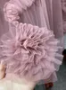 Spódnice francuskie eleganckie kobiety elastyczne 3d kwiatowy Jupe tiulowa żeńska mejr faldas mesh spódnica damskie ubrania ubrania