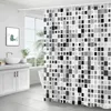 Rideaux de douche motif mosaïque bleue rideau de bain imperméable écran géométrique imprimé avec crochets pour cadeau de salle de bain