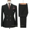 casual Busin Navy Blue Mens Suits Slim Fit 2 Piece Jacket Pants Set For Groom Wedding Tuxedo Formal Office Wear Costume Homme N382#