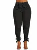 Plus size dames Four Seas nieuwe elegante en betrouwbare slim fit broek met hoge taille, dames strikband elastische taps toelopende pan b3Ai#