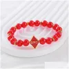 Charm Bracelets Arrival Red Beaded Stretch Soceity Greek Letters Nu Phi Jewelry Drop Delivery Otvbt