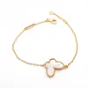 Brand Fashion Van Four Leaf Grass Butterfly Bracelet Double sided Natural White Fritillaria Room Thick Plated V Gold 18K Lock Bone Chain Female