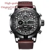 Chronograph Business Watch Men Leather Digital Wristwatches